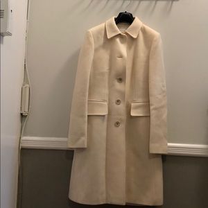 Wool cream colored dress coat single breasted